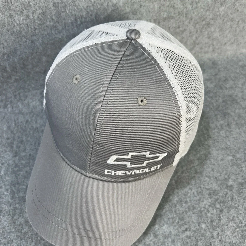 Chevrolet Trucker Hat Snapback Gray White Mesh Back Cap